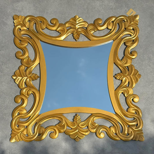 Imperial Arabesque Hand-Carved Square Mirror (80x80 cm)