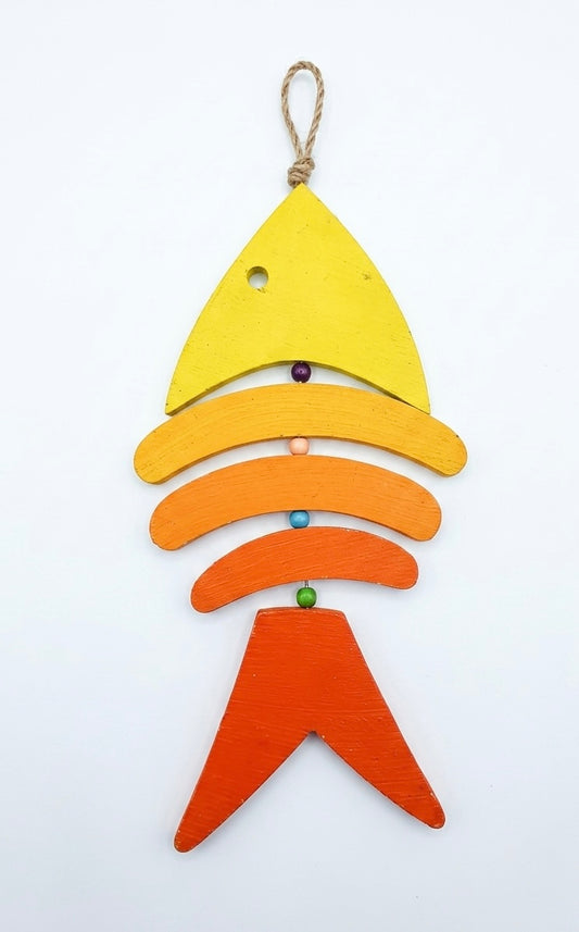 Nautical Hand-Painted Wood Fish Wall Hanging
