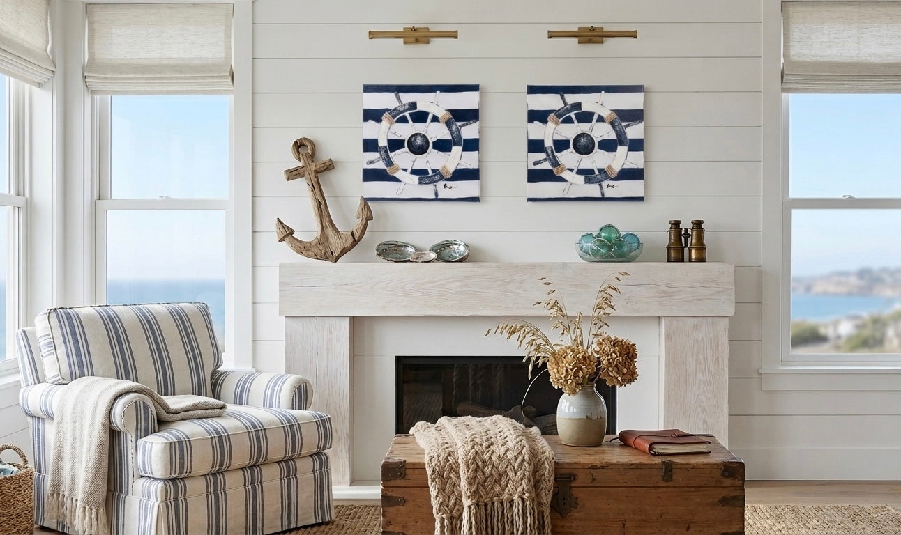 Nautical Helm Canvas Wall Art Set