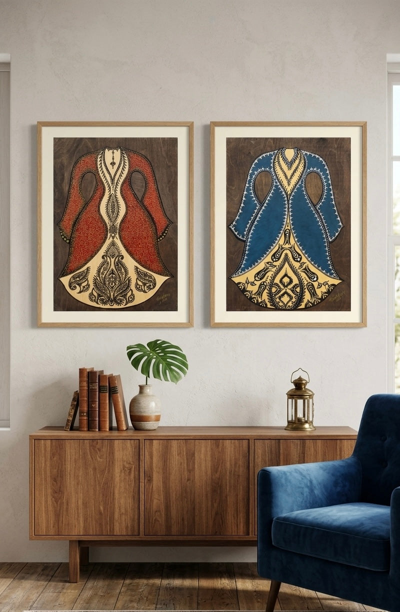 Ottoman Caftan Hand-Painted Wooden Wall Art