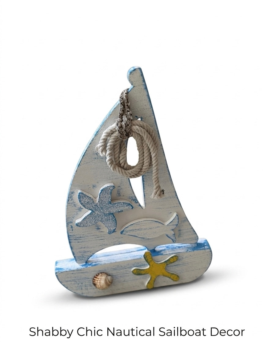 Nautical Wooden Sailboat Decor (30x25 cm)