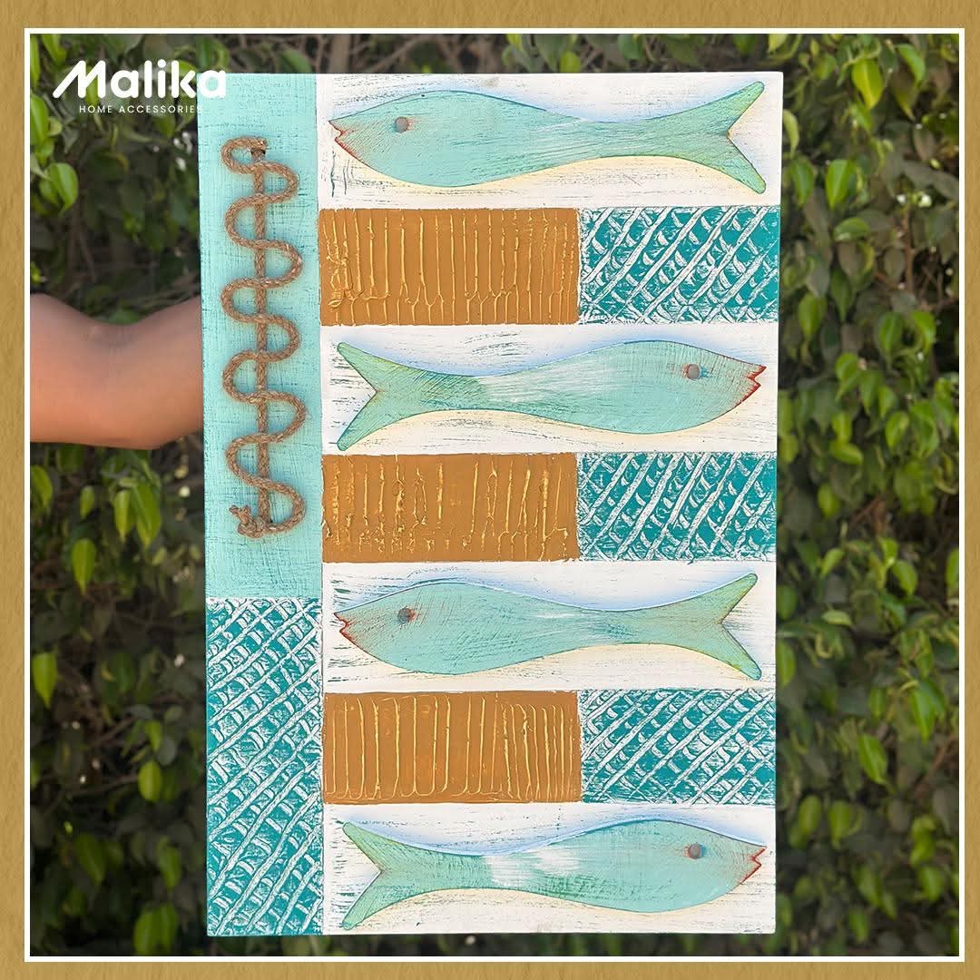 Artisanal Hand-Painted Coastal Fish Wall Art