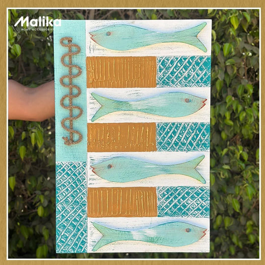 Artisanal Hand-Painted Coastal Fish Wall Art