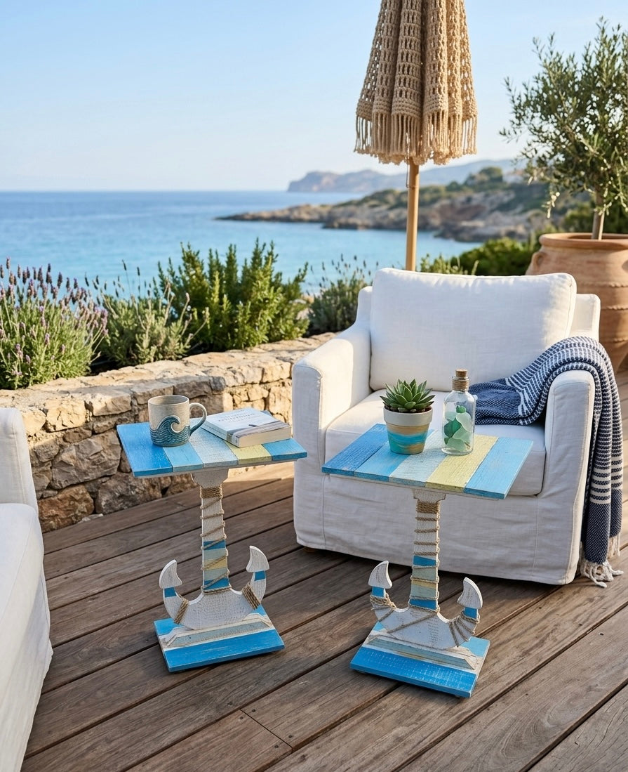 The Captain's Anchor Handcrafted Coastal Side Table 