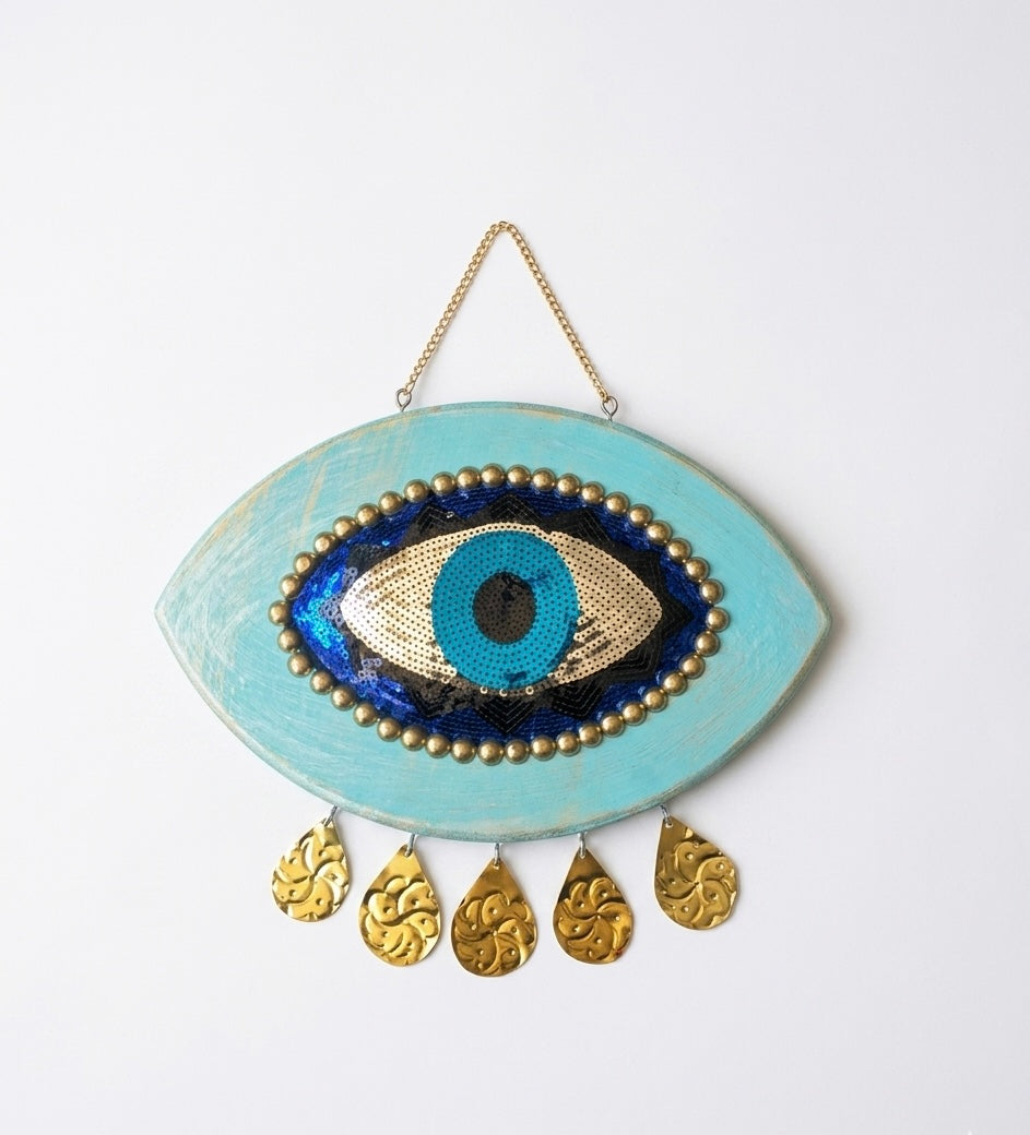 Handcrafted Turquoise Evil Eye Wall Art