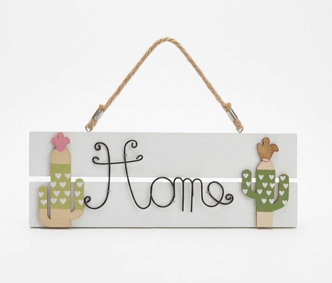 Desert Bloom: "Home" Cactus Wall Plaque
