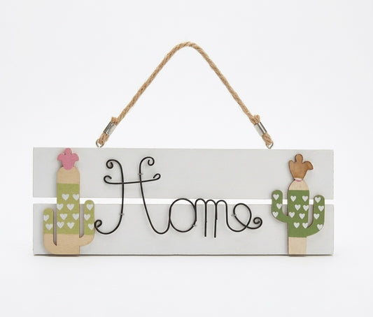 Desert Bloom: "Home" Cactus Wall Plaque
