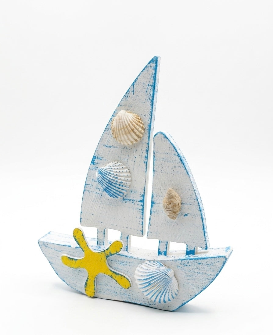 Nautical Wooden Sailboat Decor (30x25 cm)