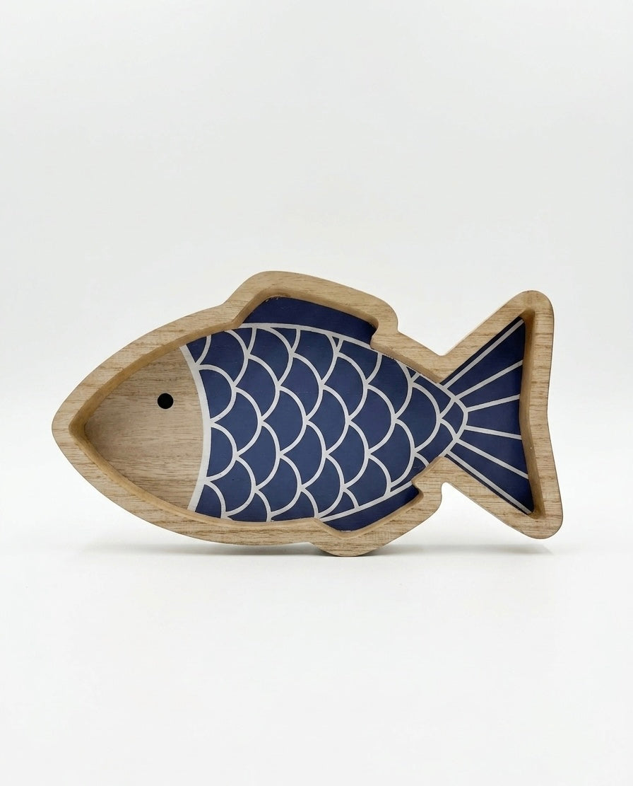 Coastal Charm Wooden Fish Serving Tray