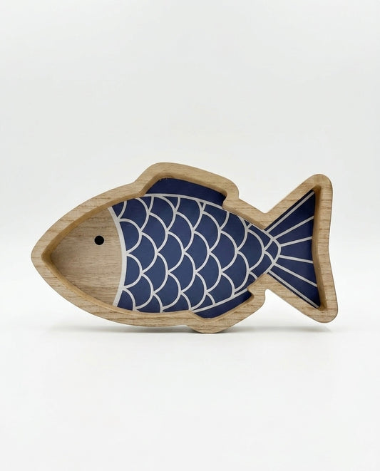Coastal Charm Wooden Fish Serving Tray
