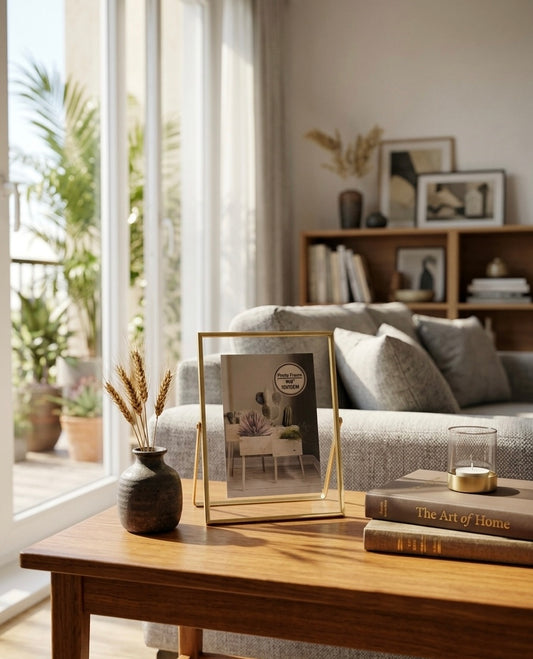 Minimalist Gold Floating Glass Photo Frame