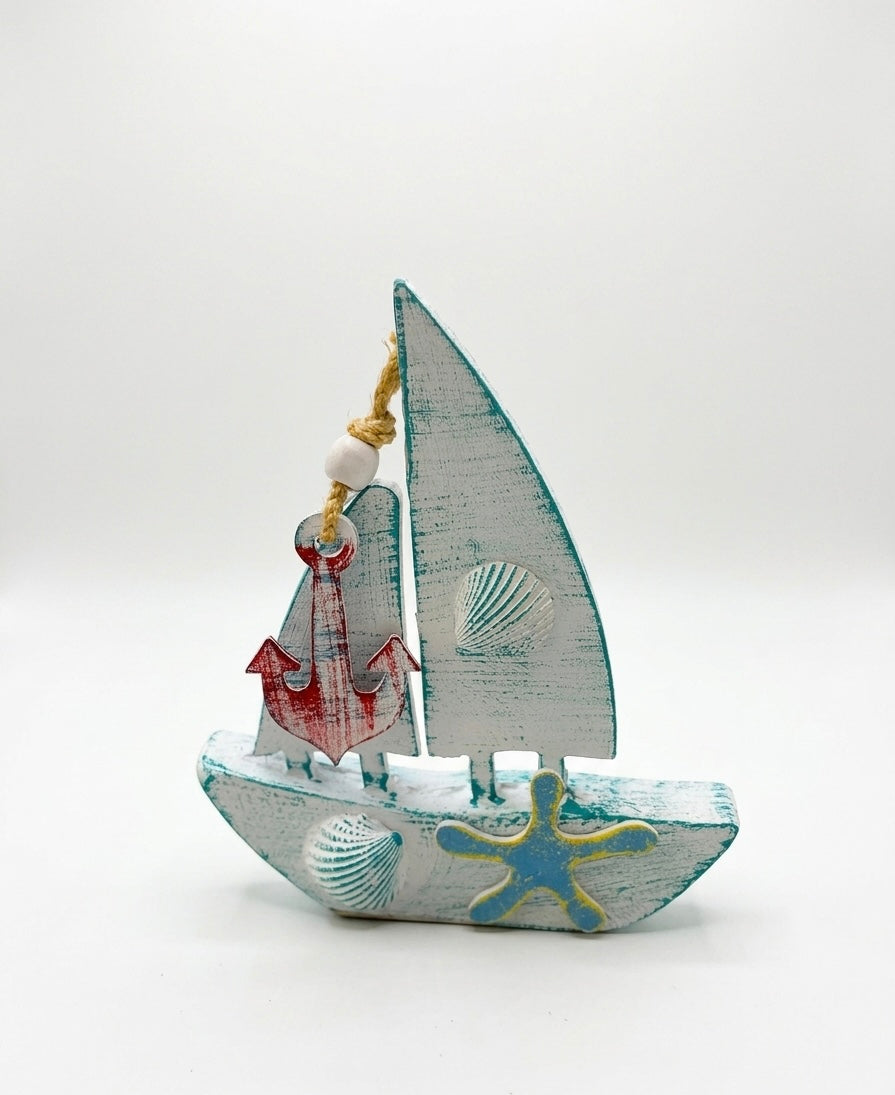 Nautical Wooden Sailboat Decor (30x25 cm)