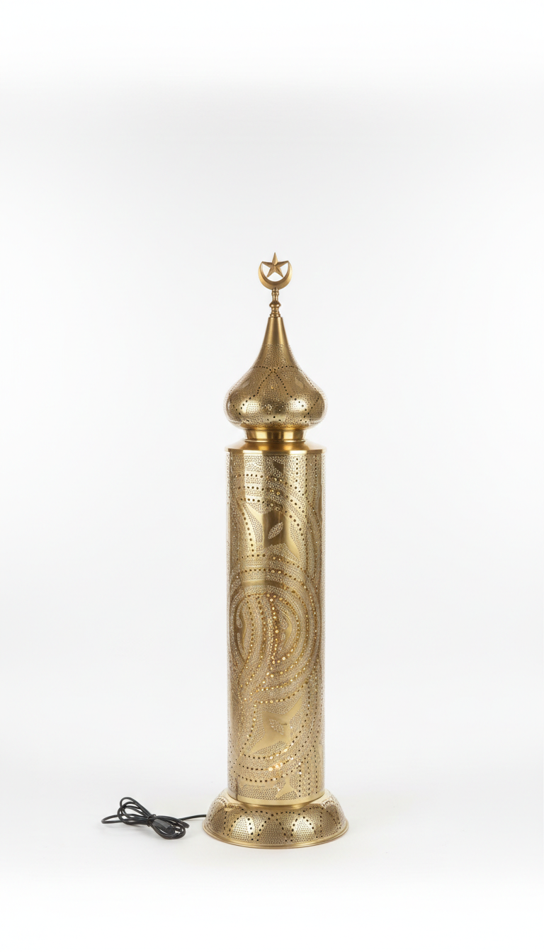 Large Gilded Moroccan Silhouette Floor Lamp