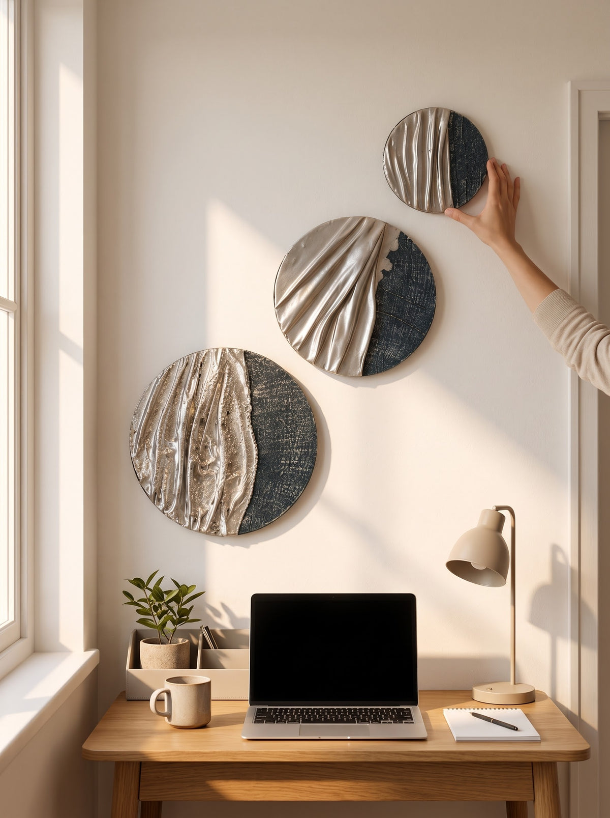 Modern Textured Circular Wall Art Set