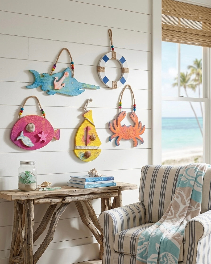 Coastal Charm Nautical Wall Art Set – 5 Pieces