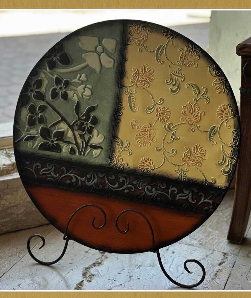 Heritage Medallion Embossed Metal Floor Stand