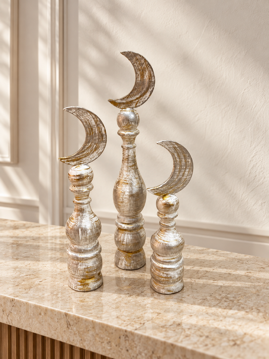Artisan Crescent Moon Pedestal Trio