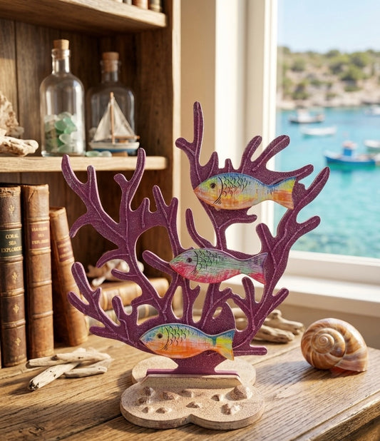 Coastal Coral & Fish Tabletop Accent