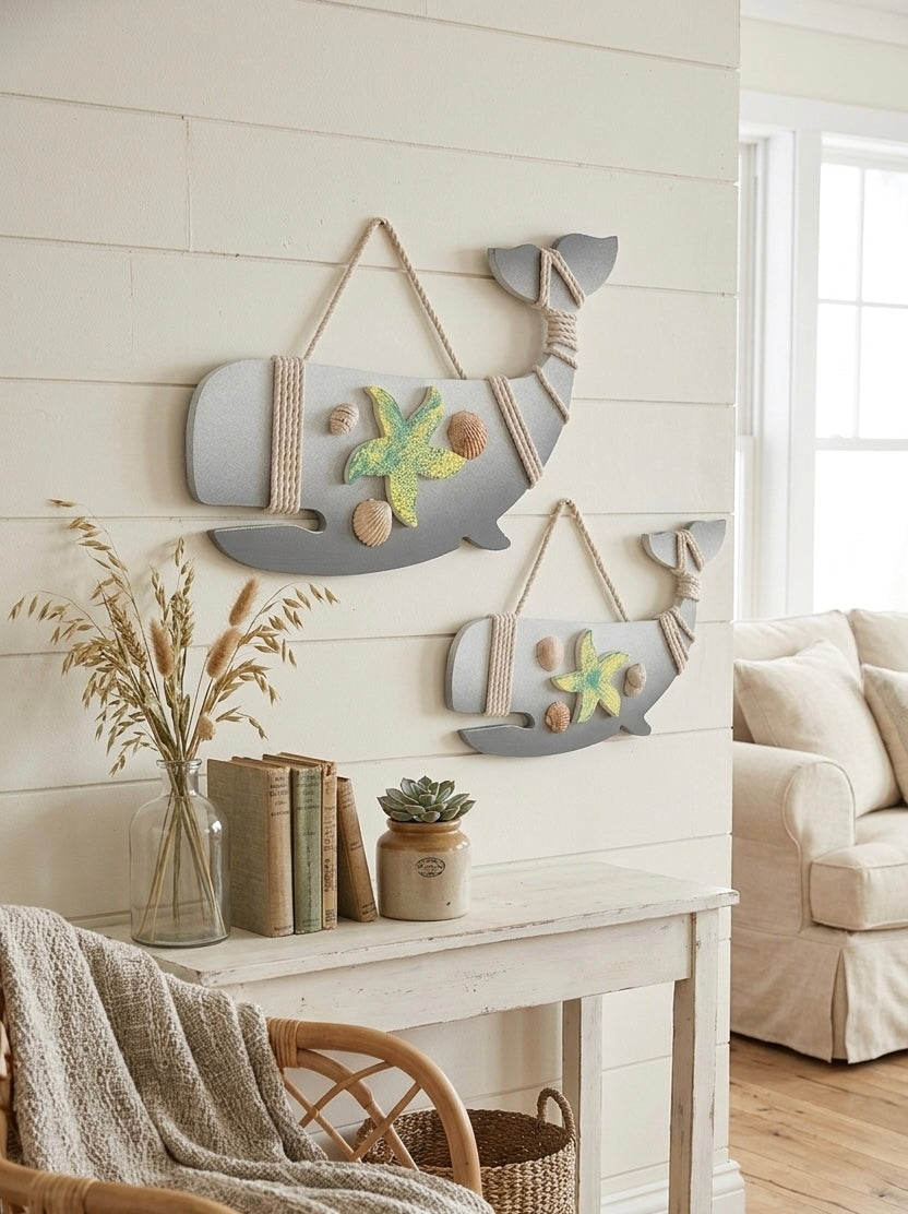 Coastal Whale Wooden Wall Art