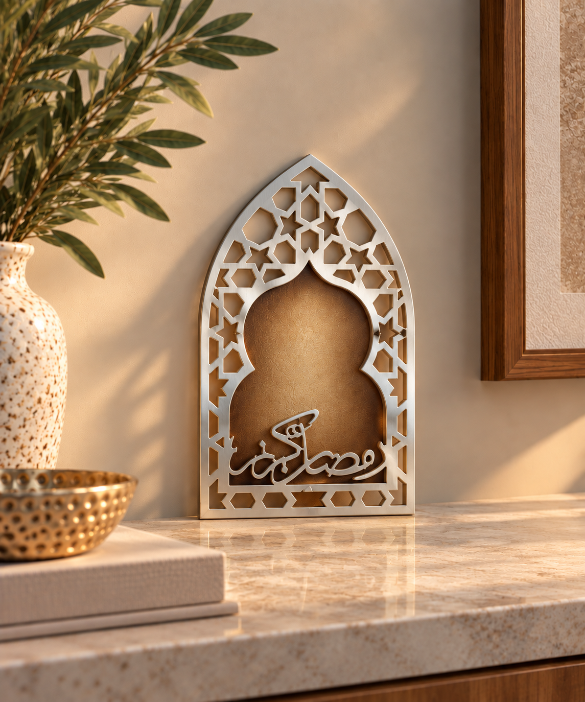 Ramadan Kareem Arched Filigree – Modern Islamic Wall Art