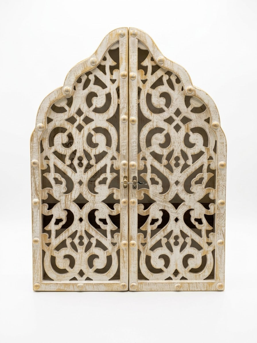 Handcrafted Rustic Wooden Key Cabinet & Mirror Wall Art 