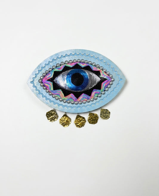 Handcrafted Evil Eye Wooden Wall Hanging (30x40 cm)