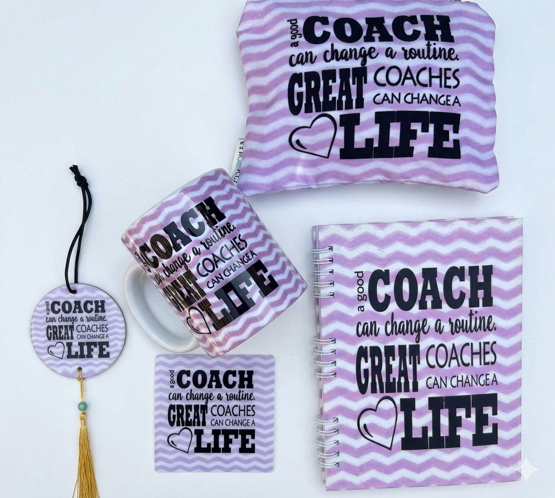 "Great Coach" Appreciation Gift Set – 5-Piece Purple Chevron Collection