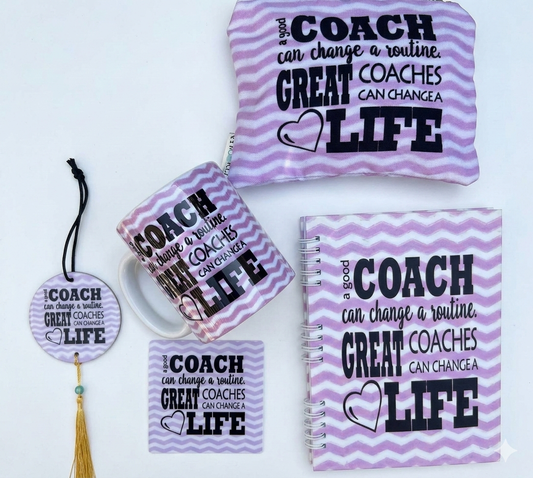 "Great Coach" Appreciation Gift Set – 5-Piece Purple Chevron Collection