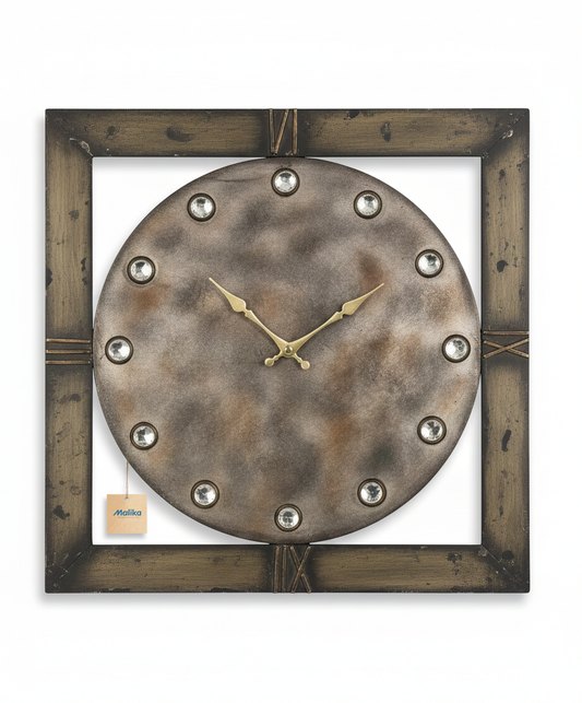 Vintage Industrial Square Wall Clock