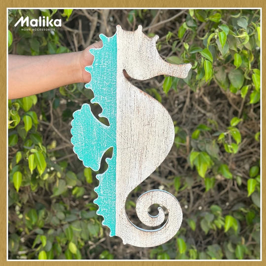 Artisanal Hand-Painted Seahorse Wall Art