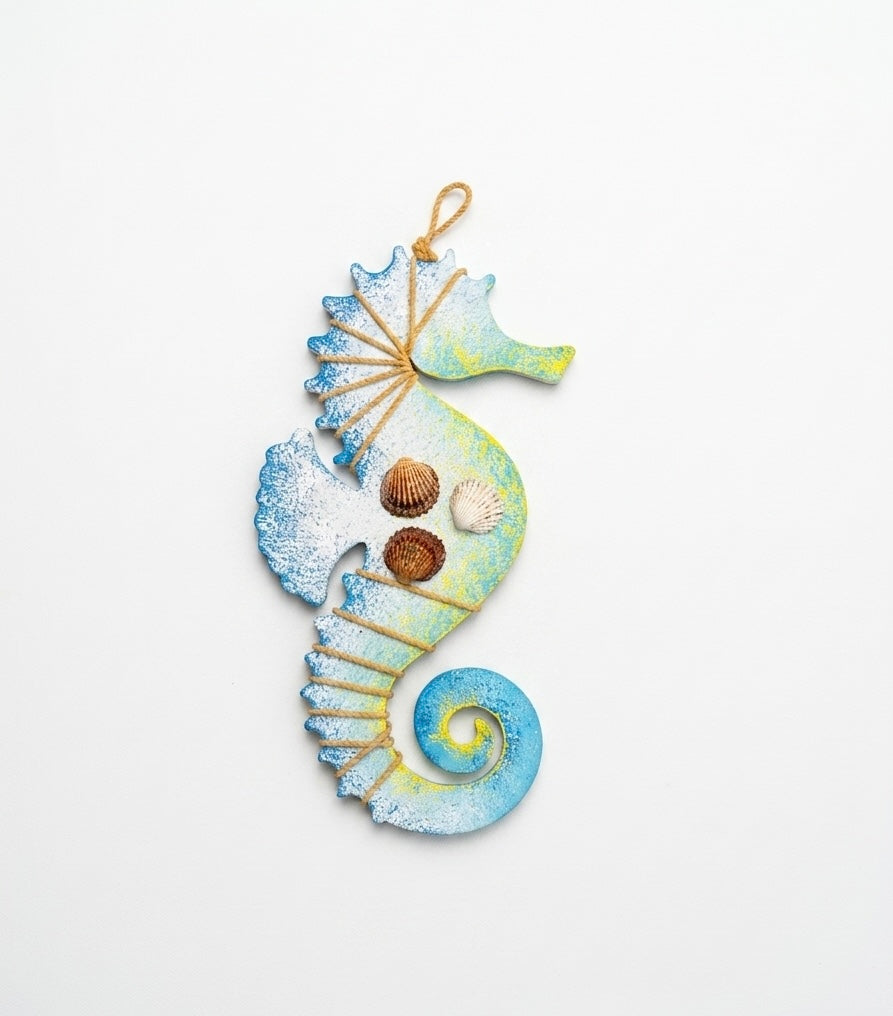 Artisanal Hand-Painted Seahorse Wall Art
