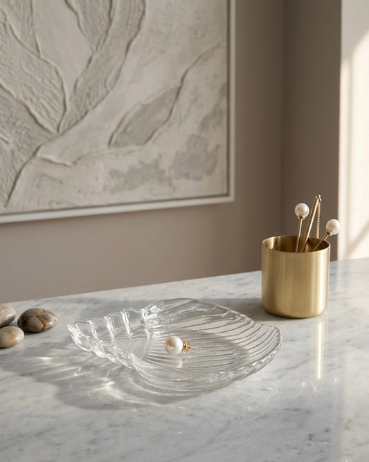 Artisanal Glass Shell Decorative Dish