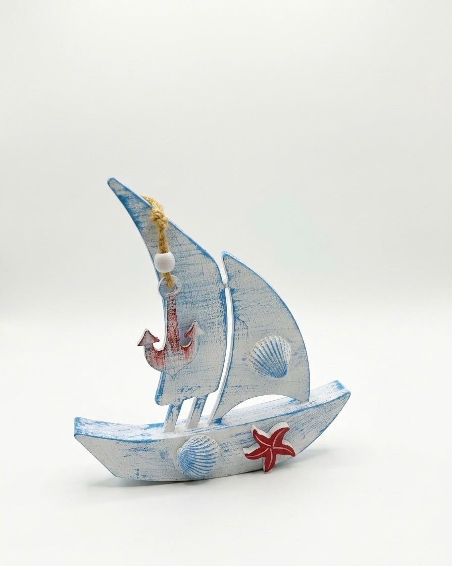 Nautical Wooden Sailboat Decor (30x25 cm)