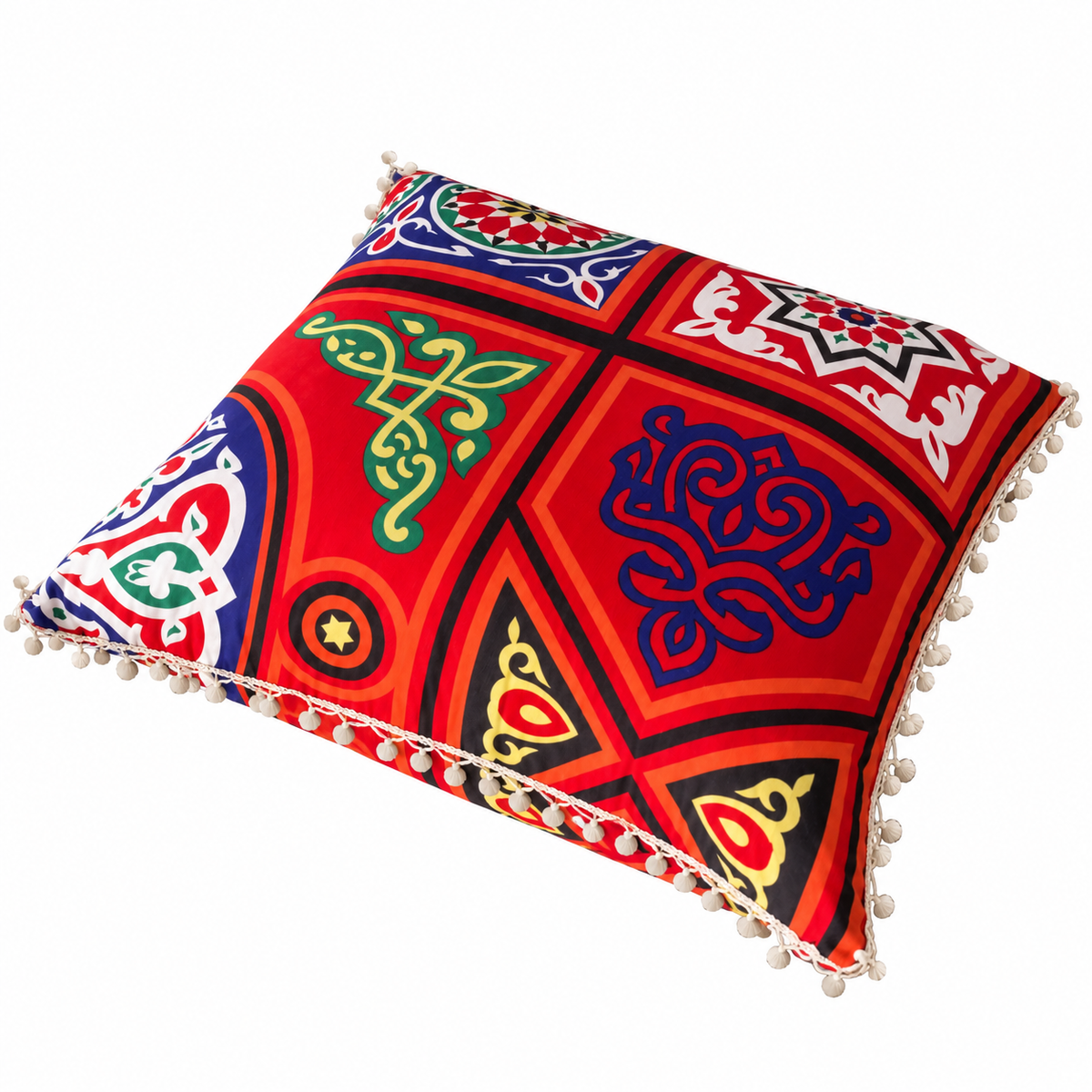 Khayamiya Heritage: Traditional Geometric Arabesque Cushion