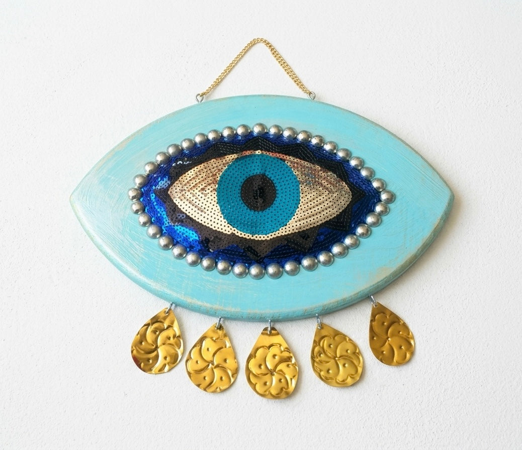 Handcrafted Turquoise Evil Eye Wall Art