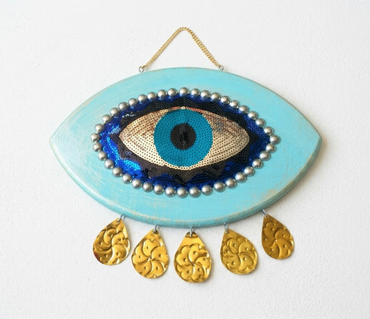 Handcrafted Turquoise Evil Eye Wall Art