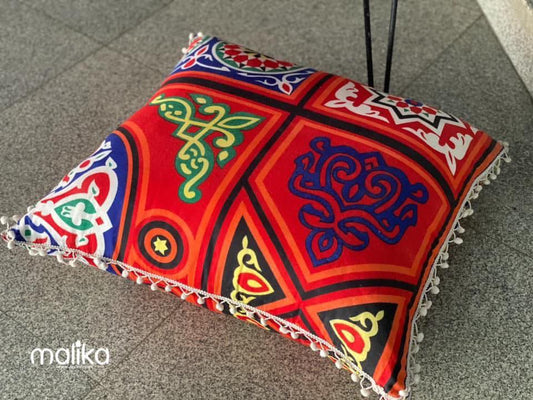 Khayamiya Heritage: Traditional Geometric Arabesque Cushion
