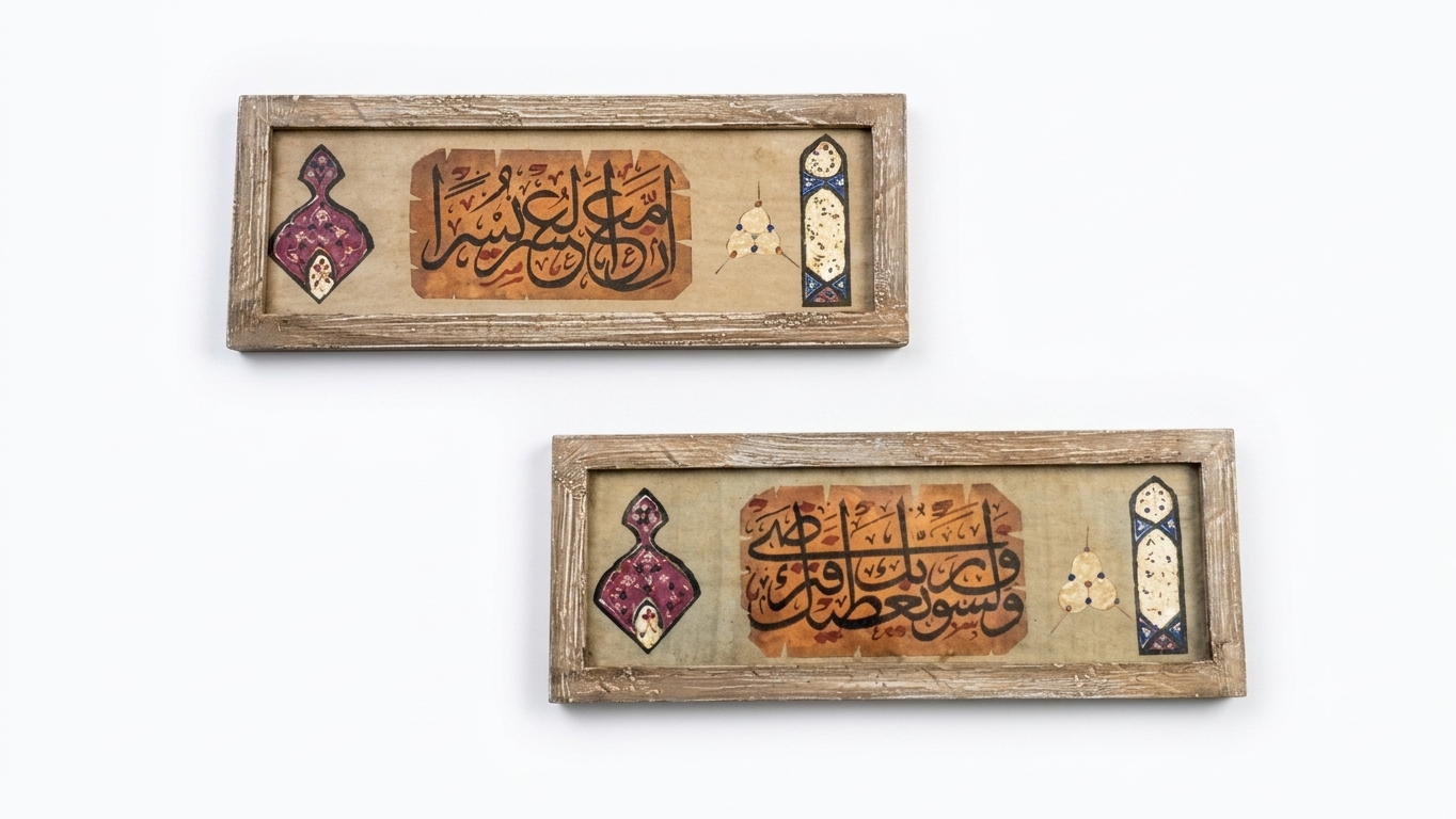 Handcrafted Calligraphy Wood Wall Art Set