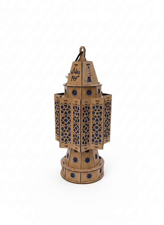 Handcrafted Wooden Ramadan Lantern (Fanous) – Classic Islamic Geometric Design