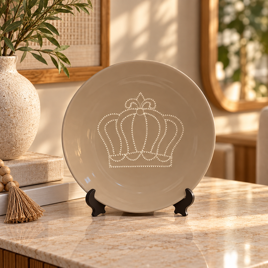 Decorative Plate with Crown Design – 30 cm