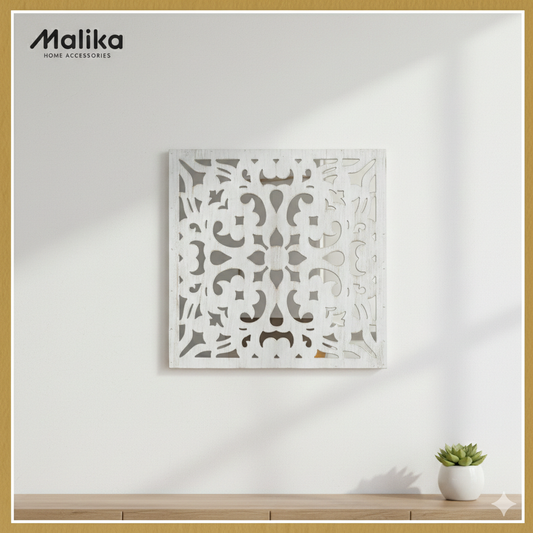 Arabesque White Lace Wall Mirror | Hand-Carved Intricate Wood Frame