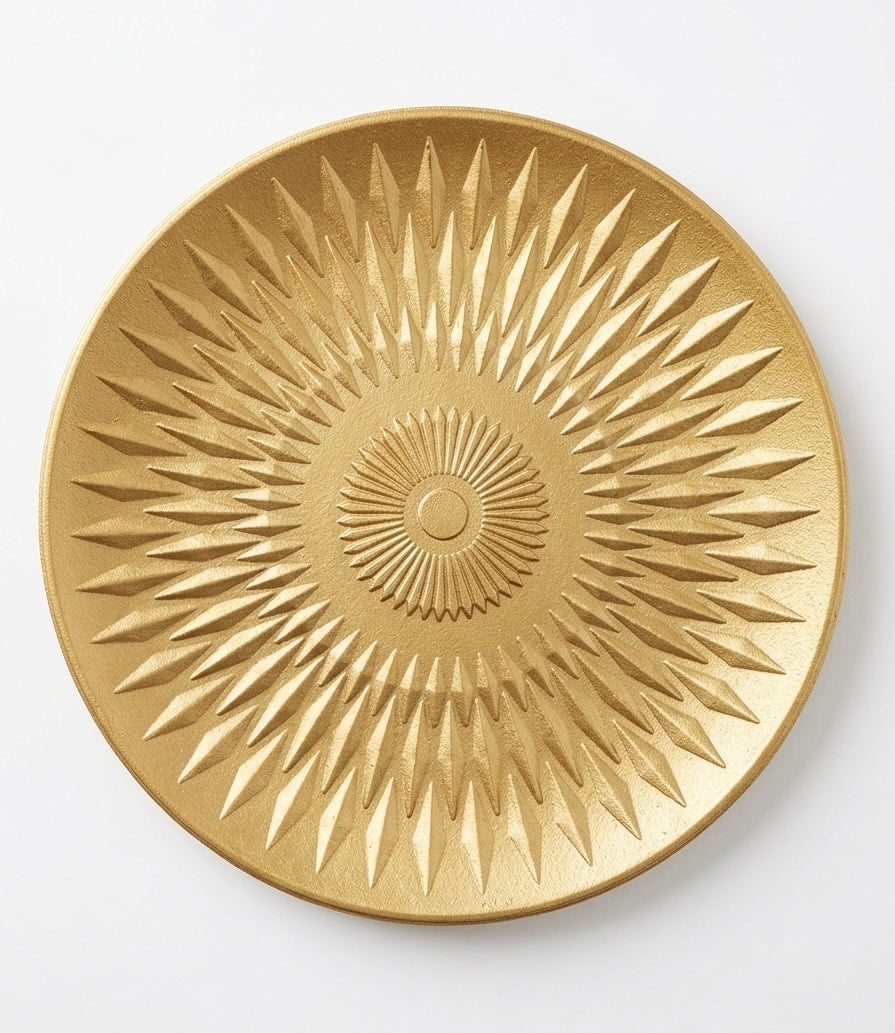 Geometric Aura Hand-Carved Gilded Wood Tray (40cm)