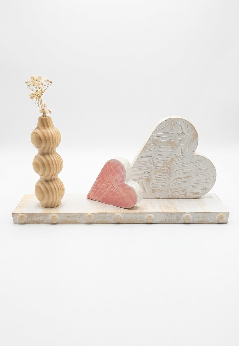 Hand-Carved Heart & Bud Vase Display