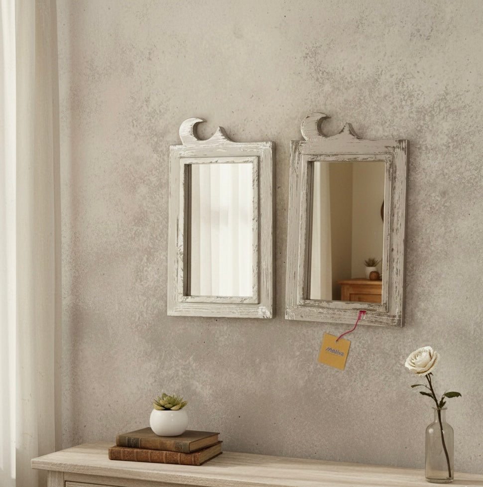 Vintage Silver Crescent Mirrors