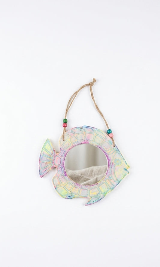 Whimsical Pastel Fish Wall Mirror