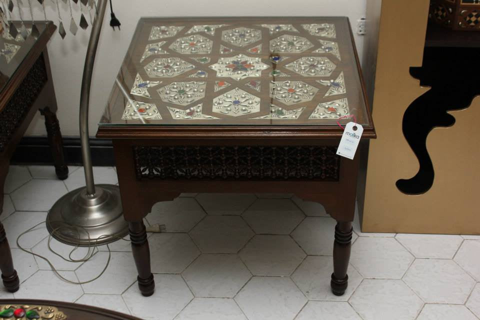 Artisan Square Coffee Table with Silver-Plated Copper Inlay