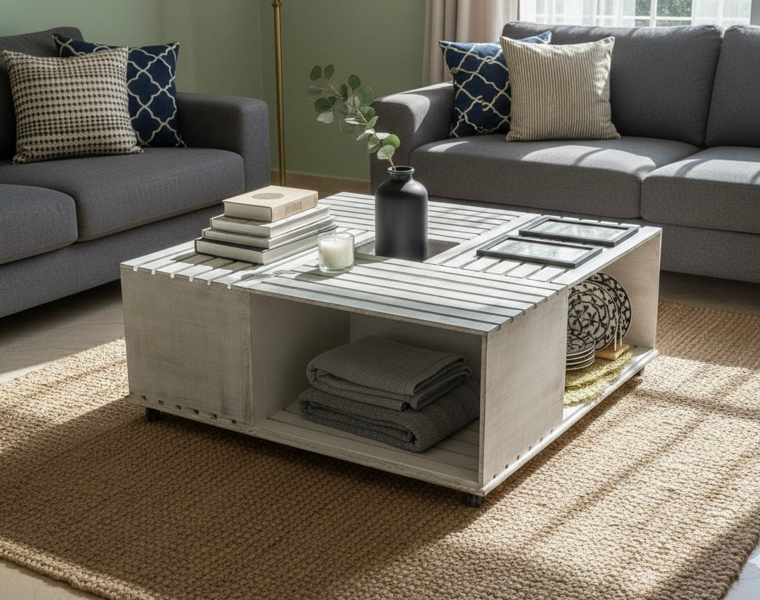 Industrial Crate-Style Coffee Table