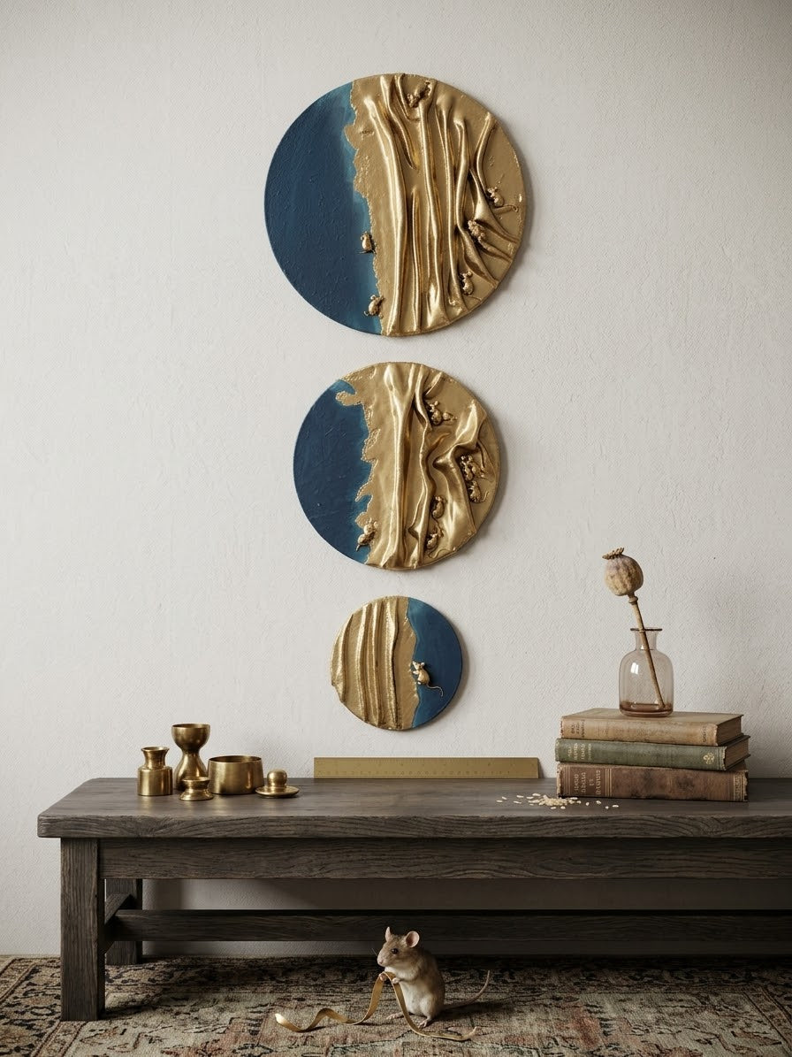 Modern Textured Circular Wall Art Set