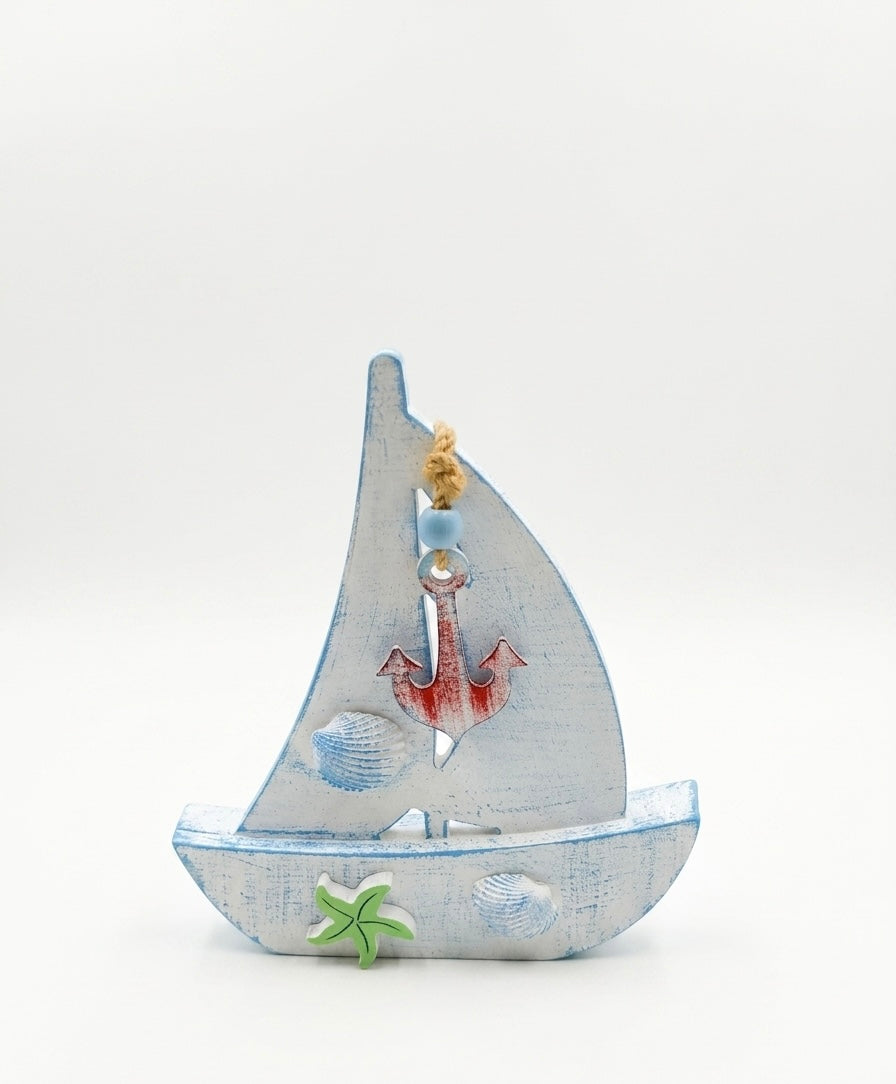 Nautical Wooden Sailboat Decor (30x25 cm)