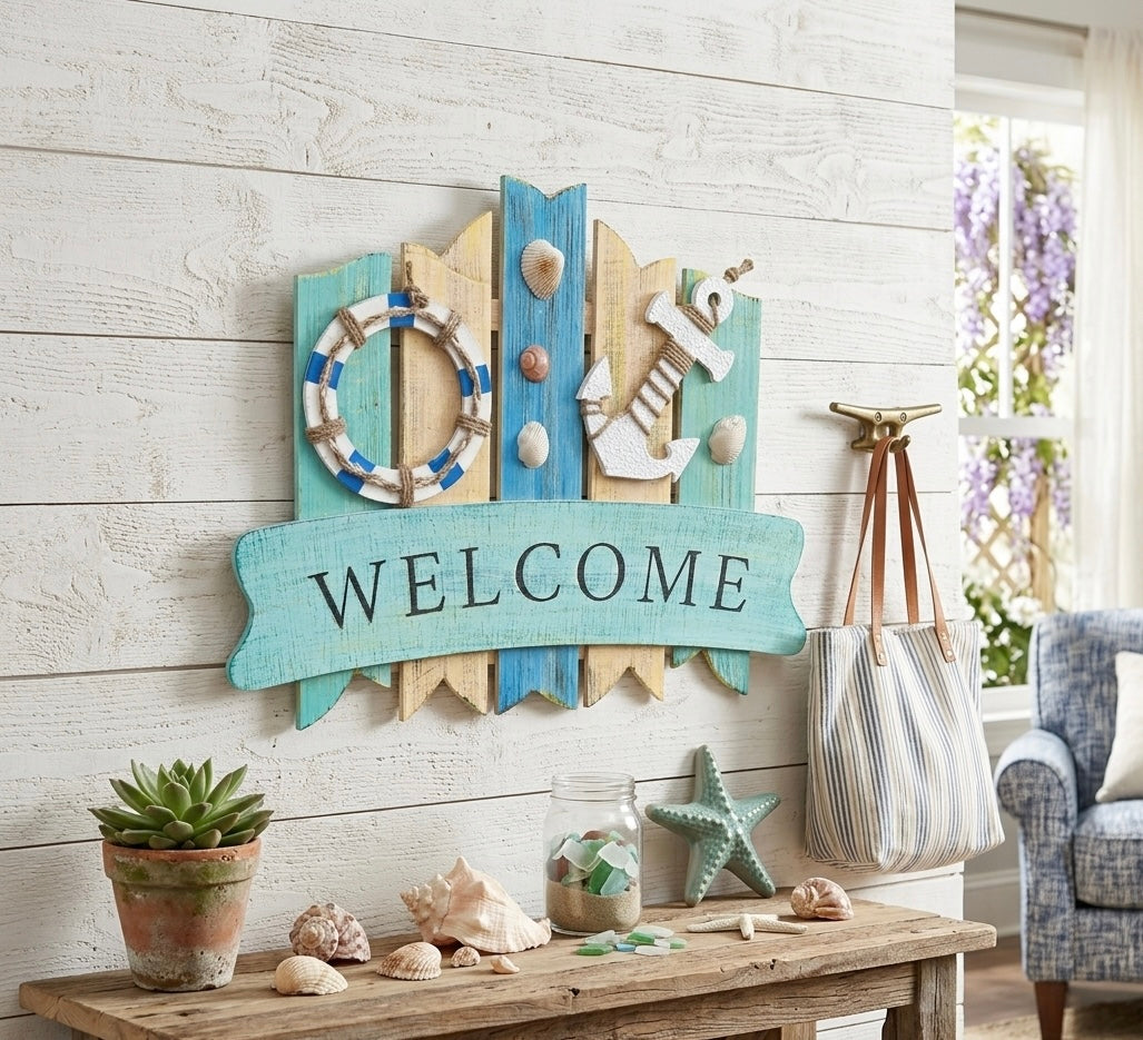 Artisanal Nautical Welcome Wall Art
